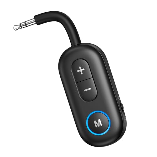 AMIR Bluetooth 5.3 Transmitter Receiver 2 in 1, Bluetooth Adapter for Airplane, Low Latency, Hands-Free, 3.5mm Aux Audio Adapter for Travel Flight Car Home Stereo Theater