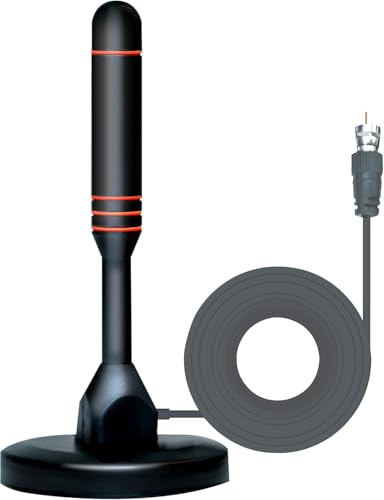 Digital HDTV Antenna - includes Magnetic Base and Coaxial Cable - 50 Mile Range - Indoor or Outdoor