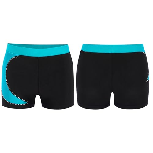 Boys Gymnastics Shorts Color Block Elastic Waistband Ballet Dance Spandex Shorts Athletic Workout Bottoms3