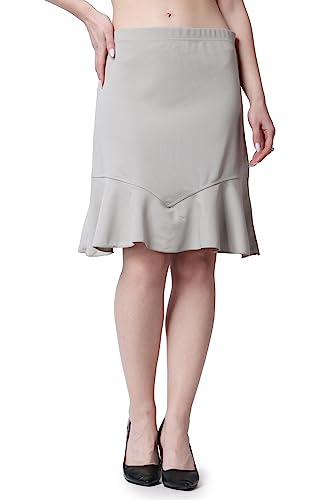 Image of POPWINGS Casual Twill Frill Knee Length Pencil Skirt for Women || Stylish Summer Skirt for Women || Knee-Length Skirt for Women || Semi-Formal Women Skirt