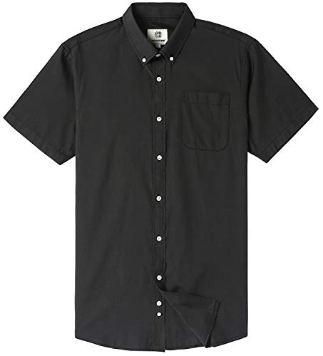 Men's Short Sleeve Oxford Button Down Casual Shirt Black Large