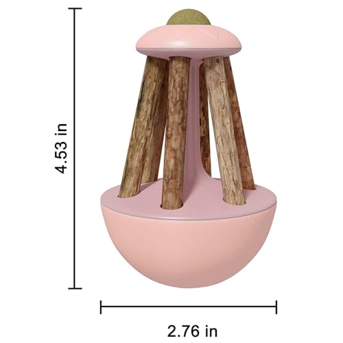 Image of cature Care by Nature Interactive Cat Catnip Toy - Cat Tumbler Toy With Catnip Ball And Silvervine Stick, Teeth Cleaning Chew Toy For Kitten, Fun Toy For Cat Exercise & Molar Tools (Pink)