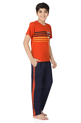 Image of Kids Night Suit for Boys - Cotton Set of Pyjama & T-Shirt Sleepwear - Lightweight & Comfortable Night Wear for Kids