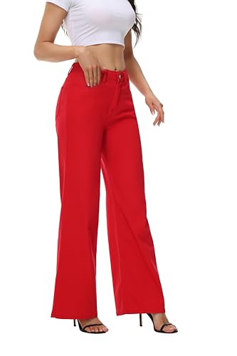 Women’s Wide Leg Jeans Casual Baggy High Waisted Stretch Denim Pants2