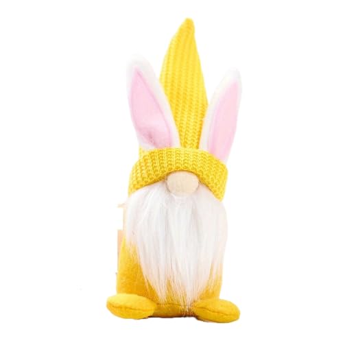 BaronHong Easter Bunny Gnomes,7.5 Inch Handmade Easter Gnomes Decor,Swedish Tomte Elf Plush Easter (yellow,M)