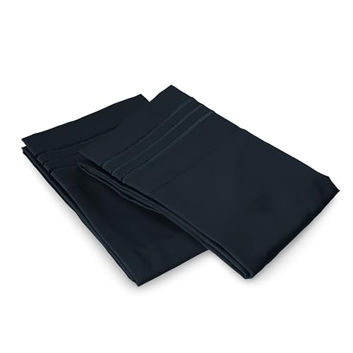 Image of Elegant Comfort Luxury Ultra-Soft 2-Piece Pillowcase Set 1500 Thread Count Egyptian Quality Microfiber Double Brushed-100% Hypoallergenic-Wrinkle Resistant, California King, Black