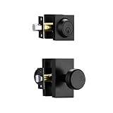 STARPY Black Door Knobs Interior, Exterior Door Knob with Deadbolt Lock Set, Heavy Duty Door Knob with Lock