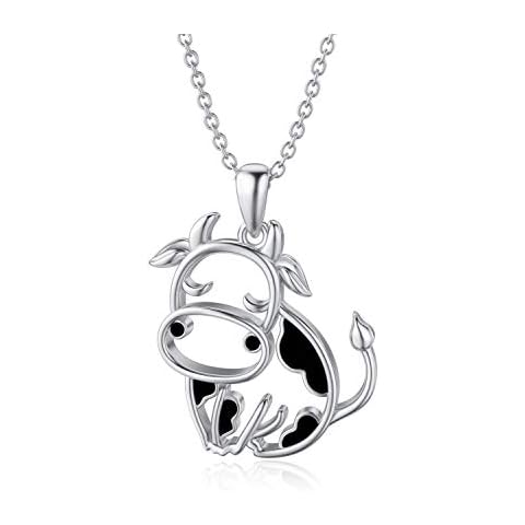 Cow Necklace for Women 925 Sterling Silver Cow Gifts Pendant Jewellery Birthday for Her Cover