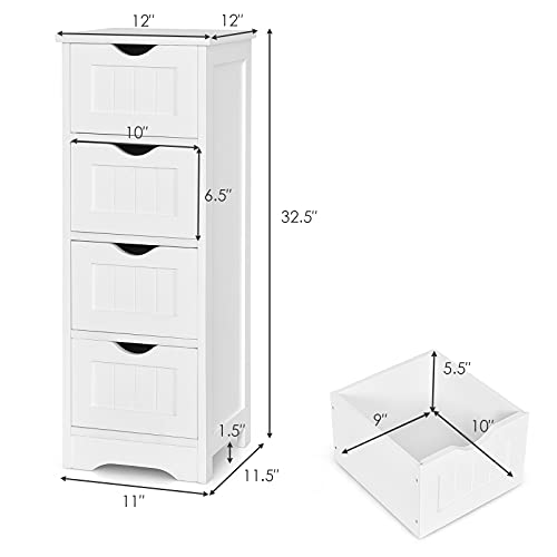 image for Tangkula Bathroom Floor Cabinet with 4 Drawers, Wooden Storage Cabinet