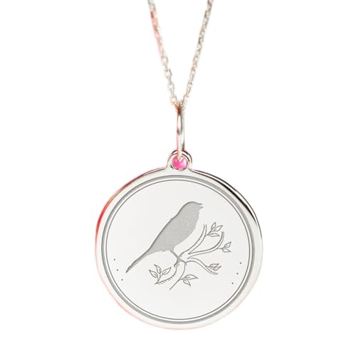 Collier pendentif pièce moineau LKBEADS en argent sterling 925 gravé avec chaîne