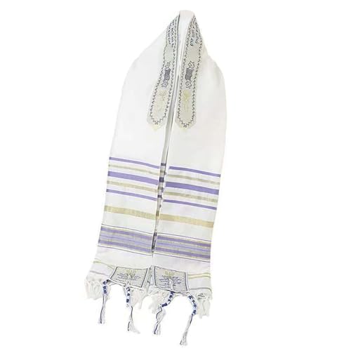 Écharpe tallit en polyester léger à pompons pour prière quotidienne et fêtes