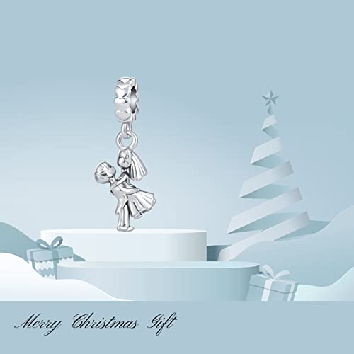 YSAHan Marriage Wedding Charm Mr. &Mrs. Bridal Bride & Groom Charm Bead fit European Bracelets, Silver, (Aut-26_Wedding)2