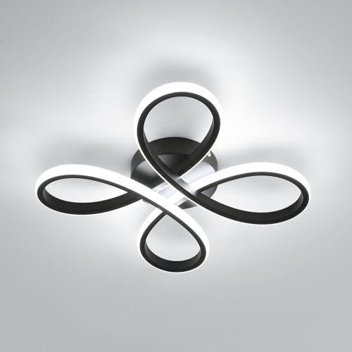 Comely Luz de Techo LED Moderna, Lámpara de Techo 30W 3375LM, Iluminación de Techo Flor Forma para Pasillo, Balcón, Dormitorio, Sala de Estar, Comedor, Luz Blanca 6500K, 30cm, Negro