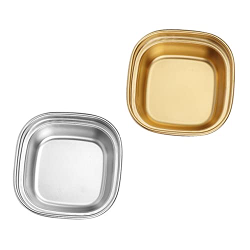 FUNOMOCYA Set of 2 Stainless Steel Sauce Dipping Plates Korean Style Seasoning Bowl for Mustard Sauces Soy