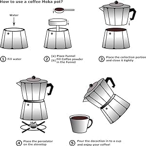 Image of SHOPOLIFE Automatic Coffee Maker || Aluminium Stovetop Coffee Maker Kattle Percolator Moka Percolator Brew Pot [ 6 Cup - 300 ml ] [ 1 Pc - Multicolor ]