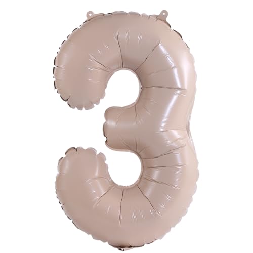Image of YPSelected 32 Inch Large Foil Helium Number Balloon Birthday Wedding Party 0-9 (Cream, 3)