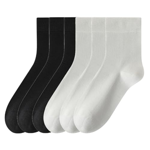 6 Pairs Womens Mulberry Silk Crew Socks, Soft Spring Autumn Socks Above Ankle Socks for Casual Dress Size 5-9