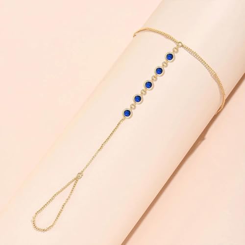 Image of Long tiantian Hand Chain Bracelet Gold Link Finger Ring Slave Bracelet