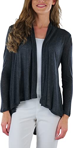 Image of ToBeInStyle Womens Open Front Long Sleeve Lightweight Asymmetrical Draped Cardigan with Side Pockets