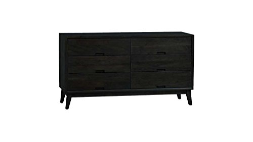 Image of APRODZ Mango Wood Storage Cabinet Cruz Chest of 6 Drawers Furniture for Living Room Black, Brown (cd-26.6)