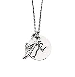 Runner Girl Running Shoe Necklace - Pewter Running Shoe Charm and Pewter Round Runner Girl Pendant on 18 inch Gunmetal Chain