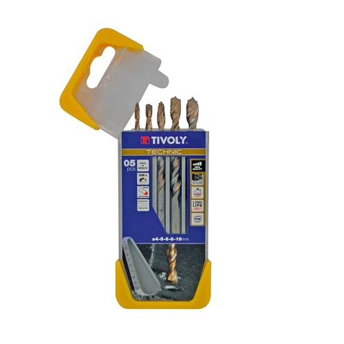 TIVOLY - Coffret Forets Béton Haute Performance - Pour Perçage Béton, Pierre, Granit - 5 Forets Gradués SLR Ø 4, 5, 6, 8, 10 mm