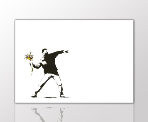 fotoleinwand24 Impression sur toile Style graffiti de Banksy Reproduction pop art déco Tendue sur encadrement 100 x 70 cm
