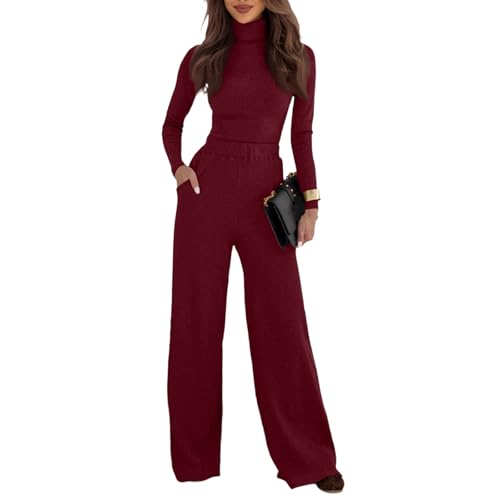 ZGHQHCDRH Workout Sets Comfy For Women Clothing Comfiest Airport Outfits Lounge Sets For Women 2 Piece Knit Fall Travel Outfits Sweatsuits Fashion Clothing Trendy Underwear Set Work Out (Wine,L)