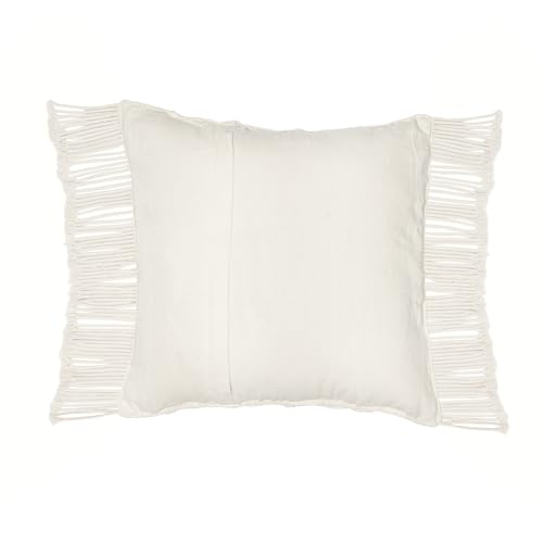 Image of Wakefit Designer Cushion Cover | 16x16 inch| Boho Macrame with Fringe | Cotton Fabric on Front & Back | Bloom Loop | Pack of 1 | Off White