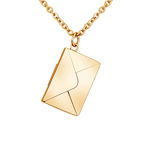 Ruibeila Personalized Custom Envelope Necklace With Message - Engraved Love Letter Necklace Secret Lockets - Grandma Necklace - Mom Necklace For Women Great Mother's Day Gift Jewelry Gifts #TOP6