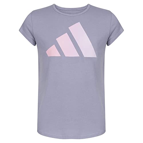 adidas Girls' Big Short Sleeve Essential Tee 23, Silver Violet, 14