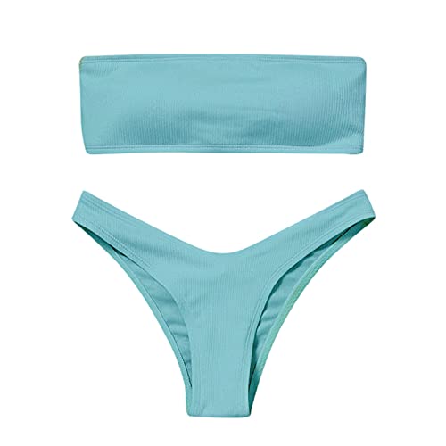Partes De Abajo Bikinis Traje de baño de Talle de Bikini Traje de baño de Dos Controles Traje de baño de Mujer Conjunto de Tankinis Trajes de baño Conjunto de Tankinis Bikini Plantas (Green, L)