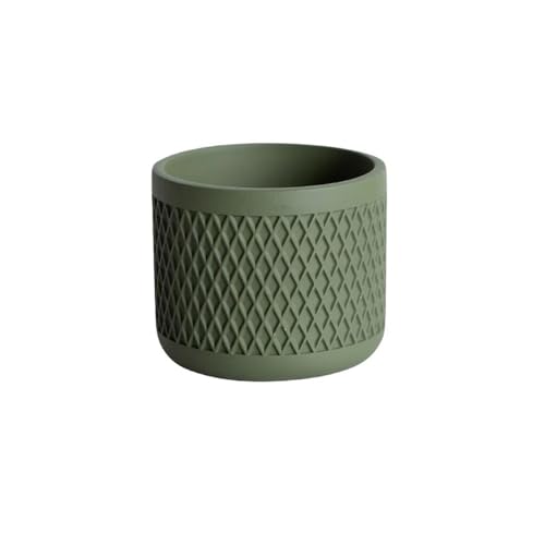 huangtinghui0802 Flower Pot, Round with Grid Texture Plant Pot, for
