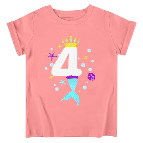 Image of Lovekider Girls Birthday T Shirts Cotton Short Sleeve T-Shirts Tee Party Clothing 3-6 Years