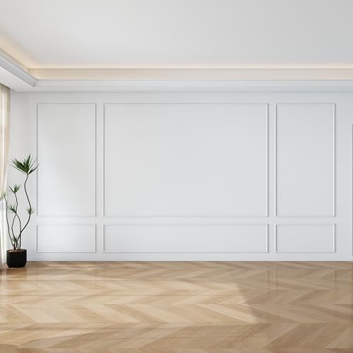 Image of Pangda Peel and Stick Wall Molding Kit, 3D Premade Accent Molding Wainscoting Panel for Interior Wall Moulding Decor, Ready to Assemble Wainscoting Accent Panel(3 Set,35 x 68in + 99 x 68in)
