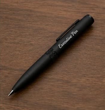 Image of Executive Ballpoint Pen, Matte Black, Metal Body, Magnetic Cap Closure, Smooth Ink Flow, Engraved Detailing.
