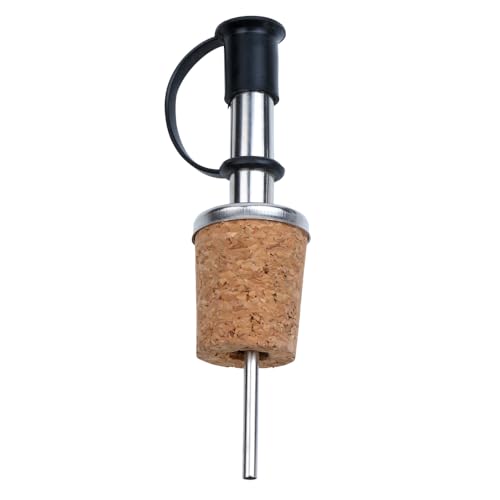 Jogo de bico dosador para azeite com 2 pecas em aco inox e cortica D2,6xA9,6cm-PRETO - Dynasty- Full