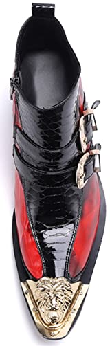 Santimon Mens Chelsea Boots Dress Casual Party Western Boots Metal Tip Toe Genuine Leather Zipper Buckle Two Tone Ankle Boots Fashion Cowboy Disco Singer Ballroom Wedding Tuxedo Chukka Boots4