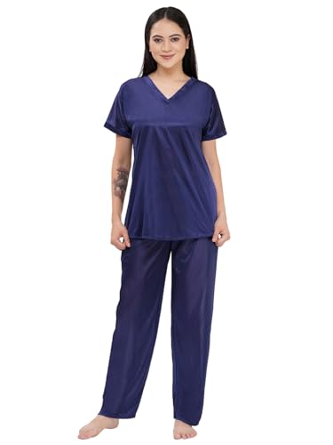 Image of Romaisa Women's Navy Blue Night Suit Set for Women - Stylish Pajama Set Sleepwear Lounge Wear Comfortable Nightwear