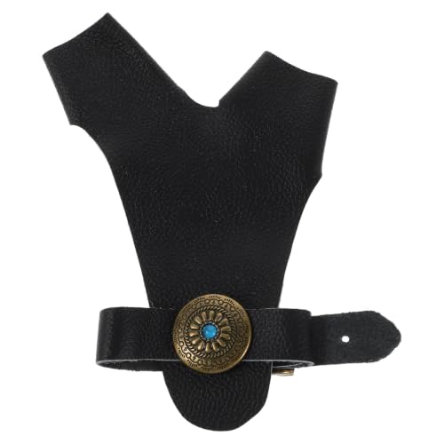 Traditional Archery Finger Guard Glove, PU Left Hand Adjustable Strap