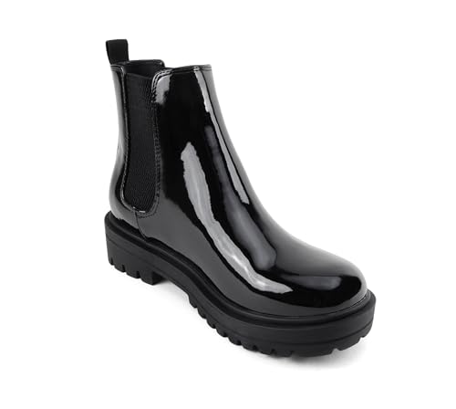 Image of Soda Pilot ~ Women Lug Sole Low Heel Chelsea Fashion Ankle Bootie w /Double Elastic Gore