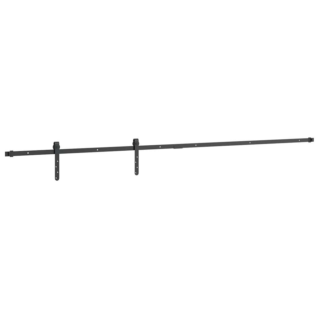 Juego de herrajes para puerta corredera de acero al carbono con recubrimiento en polvo, 213 cm, con ruedas silenciosas para puertas de armario de 22 a 25 mm, incluye tope de puerta, juntas