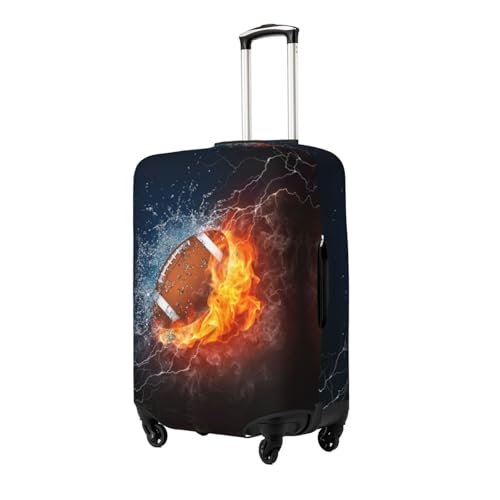 Football Ball In Fire And Water Travel Luggage Cover Suitcase Protector Bag, Fits 18-32 Inch Luggage, Double-Sided Printed Suitcase Sleeve For Kid And Adult,Medium2