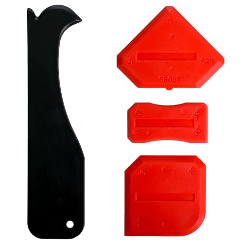 ABAZO Silikon Abzieher 8 Set- Rot Fugenglätter Silikon - Acryl Und Silikonabzieher Fugenabzieher - Silikonfugen Abzieher - Fugenspachtel Verschiedene Oberflächen Acryl und Harz –Mit Schneidemesser
