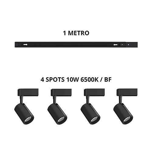 Kit Trilho Eletrificado com Spots Pretos e Lâmpada LED 10W - 2, 3, 4, 6 ou 8 Spots Temperaturas de C