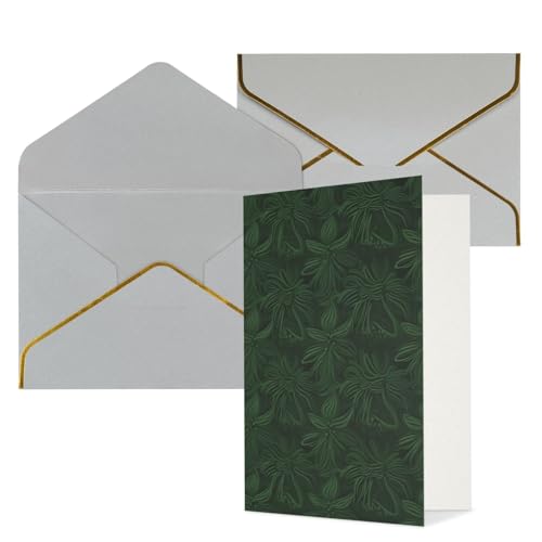 STVYUKL グリーティングカード ライトグレーの封筒付き Thinking of You Card Hunter 緑の花びら パターン Happy Birthday 結婚式 招待状 空白のメモカード あらゆる機会に 4x6