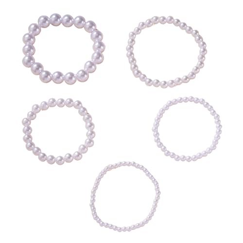 ZAHSY Stackable Stretch Pearl Bracelets for Women Elastic Layered Bracelets for Women Bridal Bridesmaid Bracelet for Wedding Pearl Bracelet Set