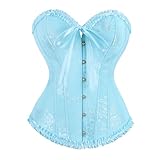 frawirshau Corset Tops for Women: Renaissance Blue Corset Adjustable Floral Bustier Halloween Costumes for Cosplay Photoshoot Aged 20-30 Size M