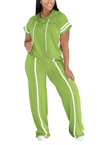 Choichic 2 Piece Sets for Women Summer Striped Short Sleeve