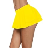 Afibi Women Sexy Pleated Mini Skirt Solid Ruffle Lingerie Skirts (Medium, Yellow)